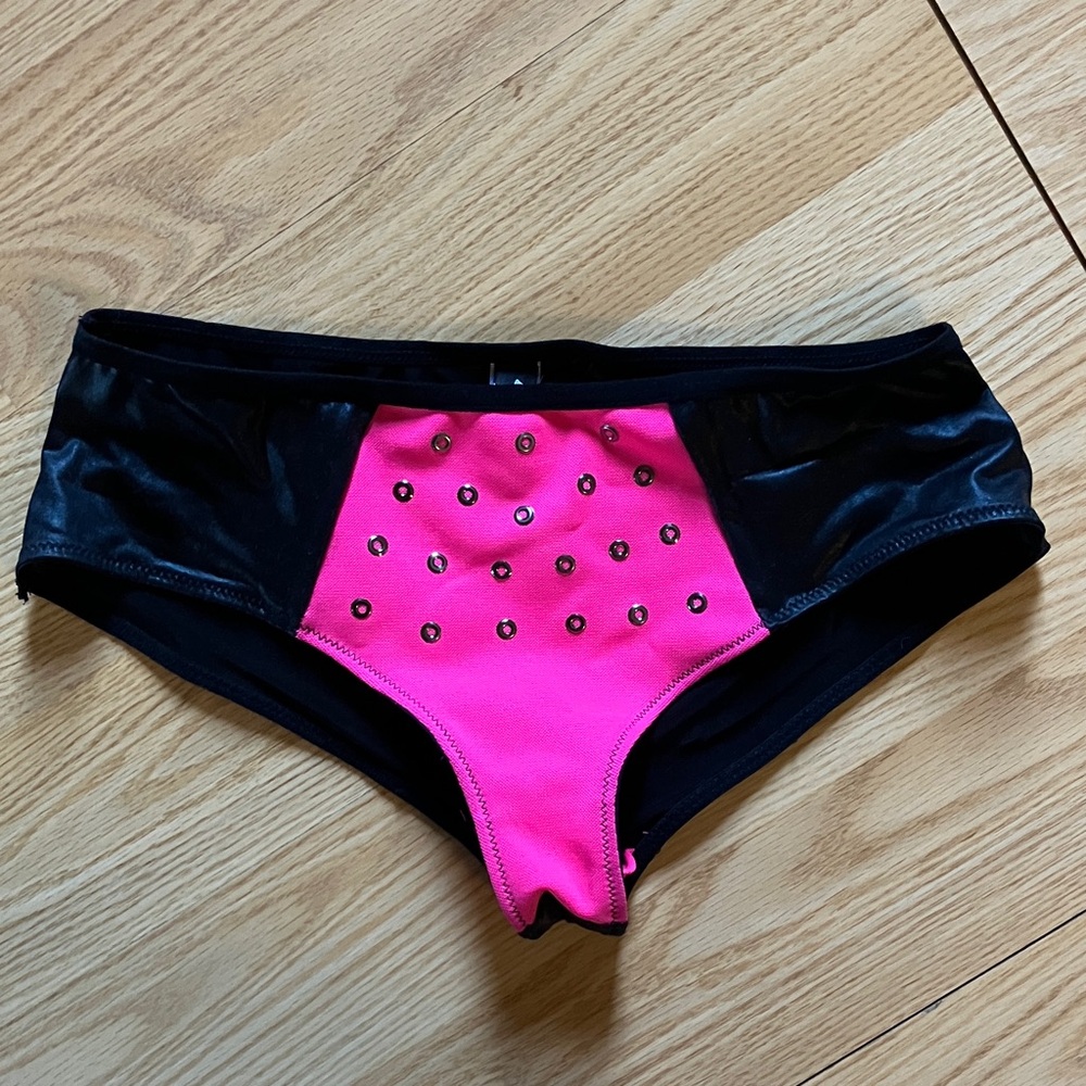 Morbid Threads Black and Hot Pink Studded Shorts